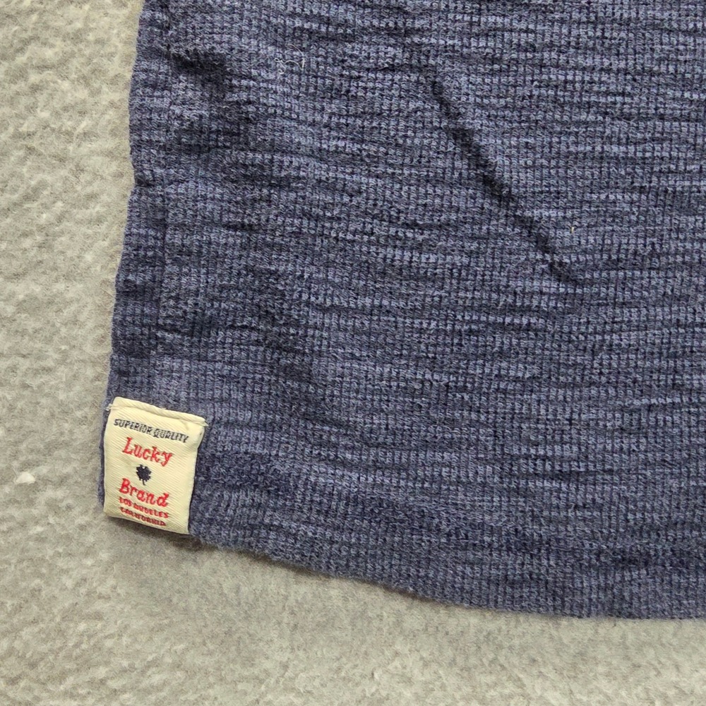 Lucky Brand Mens Large Navy Waffle Knit Thermal Shirt Raglan Long Sleeve - Picture 4 of 9